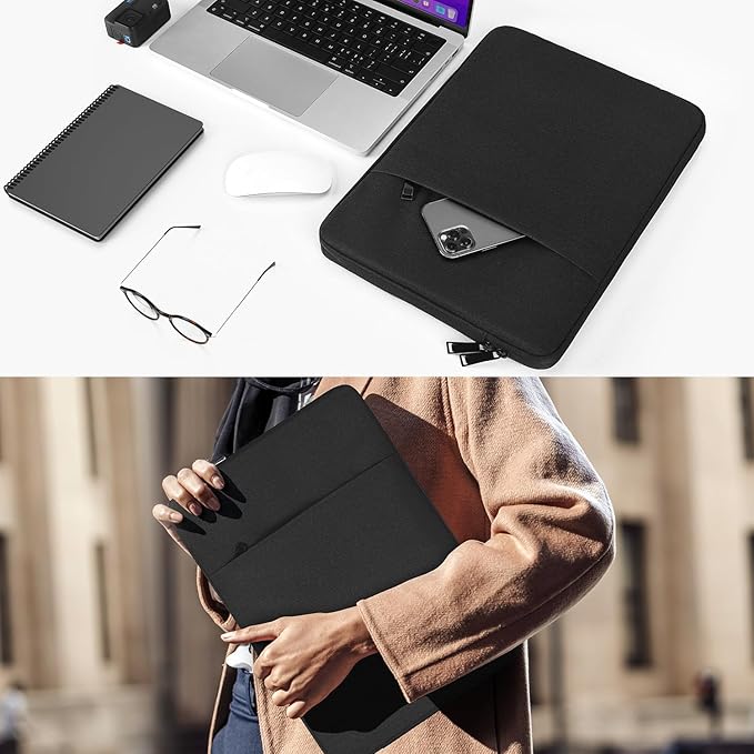 CaseBuy MacBook Air 15 inch Sleeve Water-Resistant Protective Case for 2026-2023 MacBook Air 15 M2 M3 M4 M5 Chip A3448 A2941 A3114 A3241 Laptop Carrying Case Cover Slim Travel Accessories Bag -Black