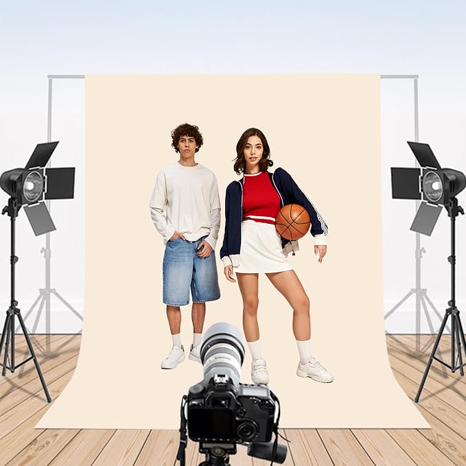 10x20ft Beige Photography Backdrop, High Density Polyester Fiber Photo Background Cloth is Foldable and Machine Washable, Suitable for Photo Background Video Photography Studios