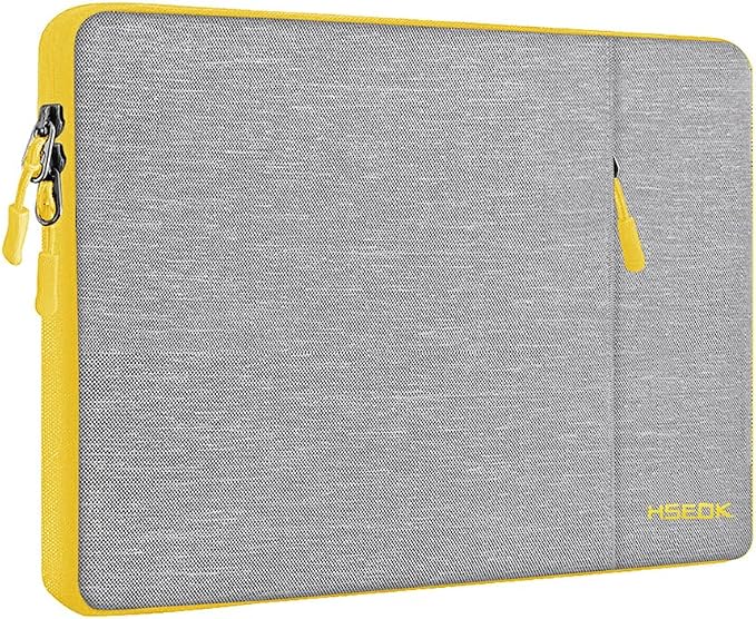 Hseok Laptop Sleeve 15.6 16 inch Case Compatible with MacBook Neo 16, MacBook Pro 16" M5/M4/M3/M2/M1, MacBook Air Pro 15", XPS 16, Most 15" 15.6" 16" Notebooks,Gray&Yellow