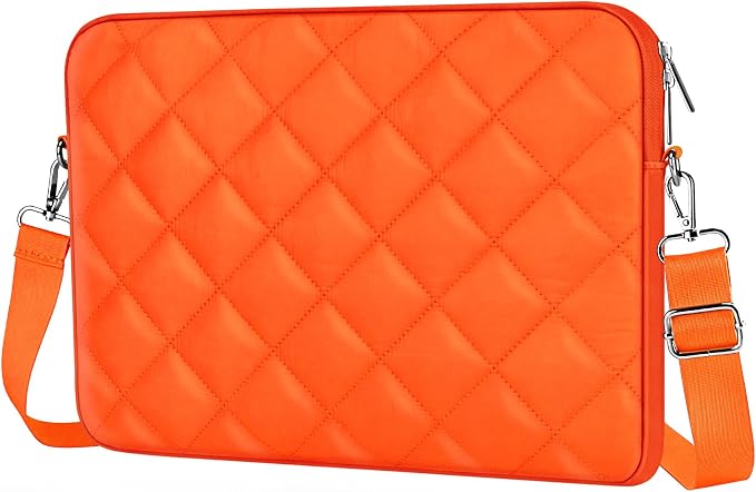 Puffy Quilted Laptop Sleeve with a Removable Shoulder Strap Compatible with MacBook Air/Pro, 13-13.3 inch Notebook, Compatible with MacBook Pro 14 inch M3 M2 M1 Chip 2023-2021