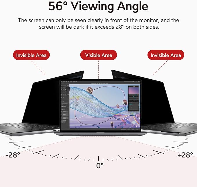 BERSEM 14 inch Removable Laptop Privacy Screen Filter for 16:9 Ratio Monitor, Anti-Spy, Anti-Glare, Anti-Scratch, UV-Blocking