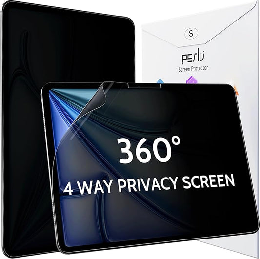 Peslv 4 Way Privacy Screen for iPad Air 11 Inch (2024-2026, M2 M3 M4), Anti Glare Blue Light 360 Spy Filter Private Cover, High Sensitive Bubble-Free Easy Install Black Security Protector