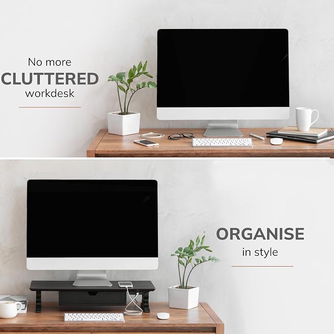 Anji Mountain Monitor Stand - Desktop Organizer & Laptop Riser, Ergonomic Monitor Riser, Space-Saving Monitor Stand for Desk, Durable Construction, Easy Assembly, Ideal for Home & Office