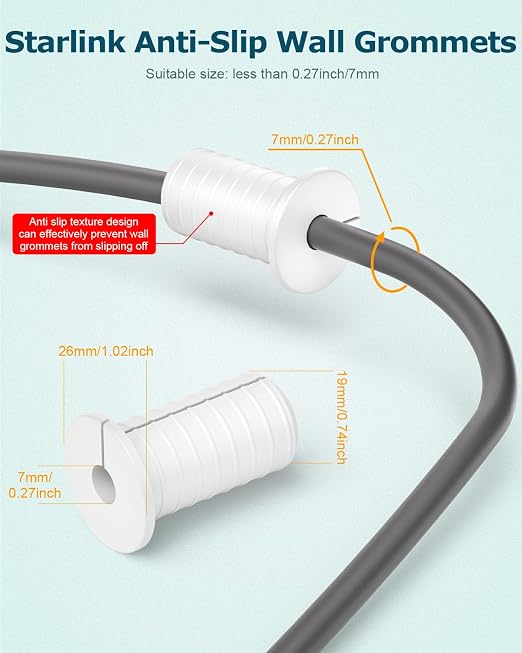 8PCS Starlink Wall Grommet 3/4 Inch Wall Grommets for Cables White Waterproof Silicone Hole Plug 3/4" for Cable Pass Through 19mm Diameter Starlink Cable Routing Kit for Organizing Protecting Cord