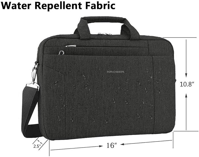 KROSER Laptop Bag 15.6 Inch Briefcase Shoulder Bag Water Repellent Laptop Bag Bussiness Carrying Handbag