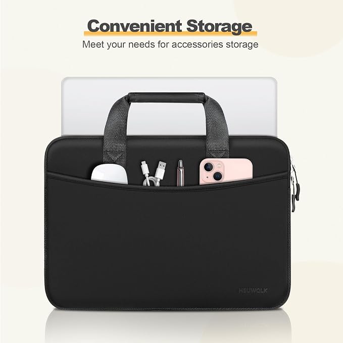 Laptop Case 16 inch,15-15.6 inch Laptop Sleeve Bag Compatible with MacBook Pro 16 M5 M4 M3 M2 M1,HP Dell Acer ASUS Lenovo Notebook,Neoprene Computer Bag with Handle&Curved Pocket, Black