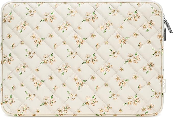 MOSISO 13-14 inch Laptop Case, 13.3 inch Puffy Laptop Sleeve Compatible with MacBook Air 13.6 M4 M3 M2 M1/Pro 13/Pro 14, HP Dell ASUS Lenovo, Square Quilted Carrying Case Computer Bag, Idyllic Floral