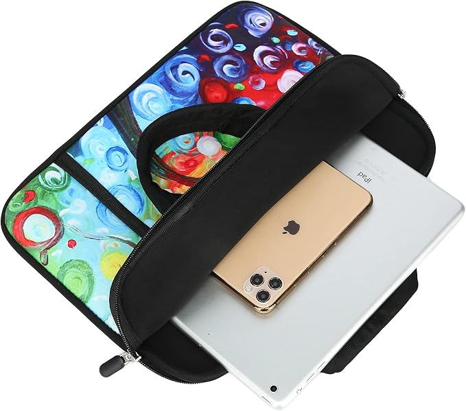 11 11.6 12 12.1 12.5 inches Laptop Sleeve Chromebook Case Ultrabook Case Notebook PC Messenger Bag Tablet Neoprene Handle Sleeve for Adult Men Women, Two Pockets (Colorful Tree)