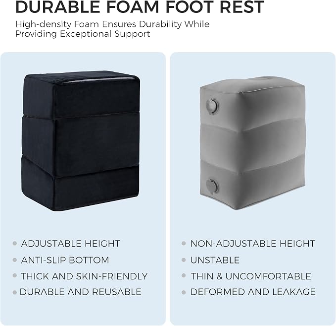 Ganondorf 3PCS Foot Rest for Under Desk at Work Adjustable Foot Rest Under Desk Ergonomic Foot Stools for Under Office Desk Extra Large Leg Pillow for Underdesk Footrest with Warm Sherpa Topper, Black
