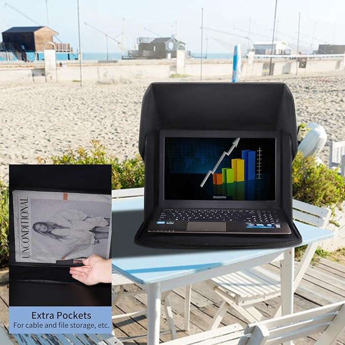 Laptop Sun Shade,Laptop Sun Shade for Working Outside,Foldable and Portable Screen Sun Glare Shield Sleeve,Outdoor Computer Cover,Privacy Protective Hood Sunshade Bag 12-14inch (Patent Pending)
