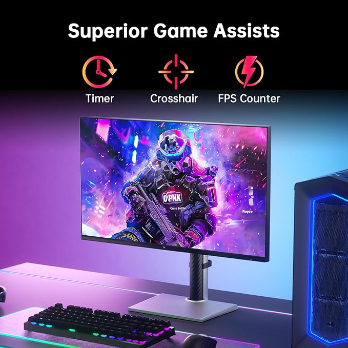KTC 27 Inch White Gaming Monitor 300Hz/320Hz, QHD 1440P Fast IPS Computer Monitor with Adaptive FreeSync, HDR400, Height/Pivot/Swivel/Tilt Adjustable, DP&HDMI, H27E6