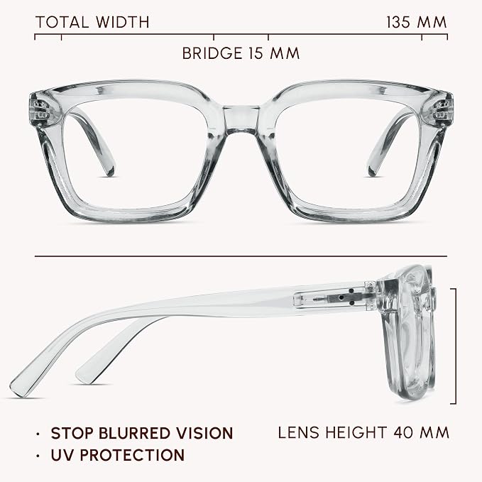 IBOANN Oversized Blue Light Glasses for Woman, Funky Fashion Glasses With Preppy Look, Reduce Screen Fatigue Computer Glasses