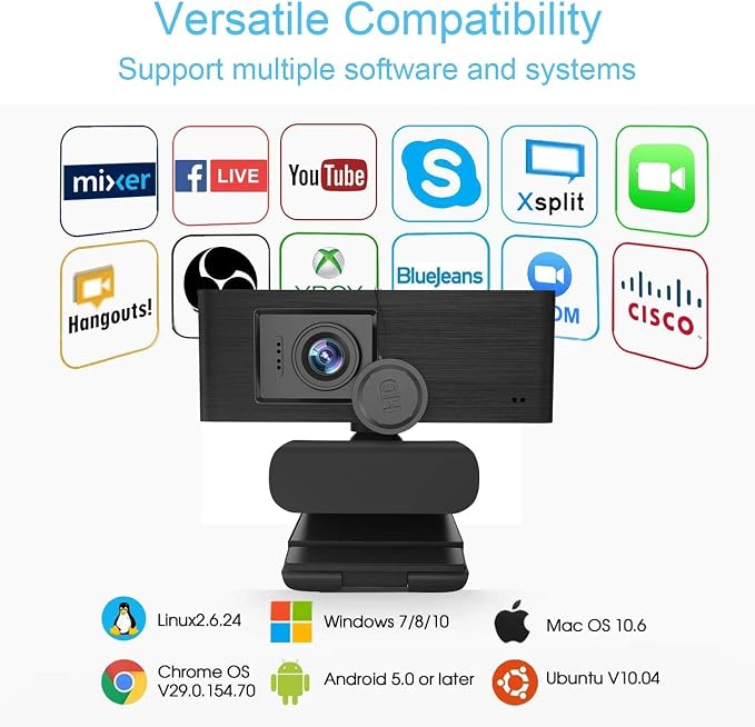 Anivia Upgraded Full HD 1080P Webcam with USB Plug, Privacy Cover- Computer Web Camera for Video Calling and Recording, PC Desktop or Laptop, Wide Angle 1080p Streaming Camera