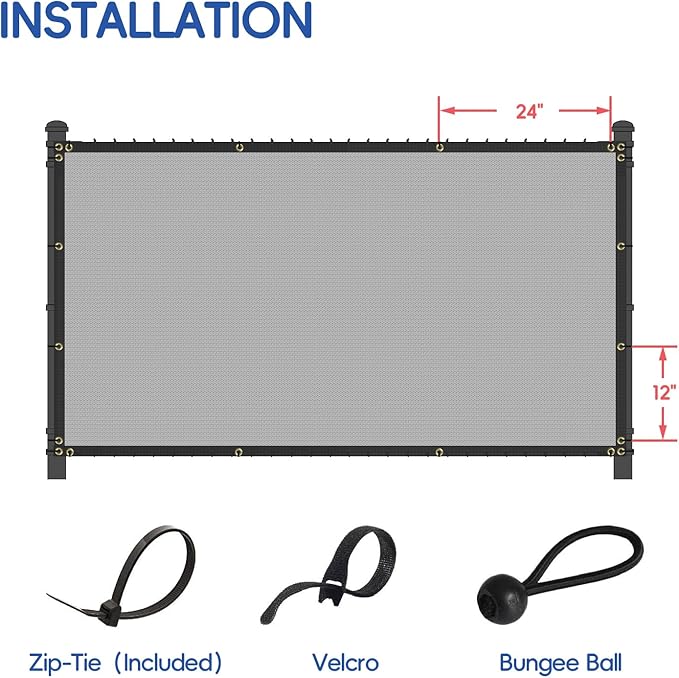 Bynbbur 6'x232' Privacy Fence Screen Net Fencing 90% Privacy Blockage Windscreen Fence Cover with Copper Grommet for Patio Backyard Garden Swimming Pool, Zip Ties Included, Light Gray