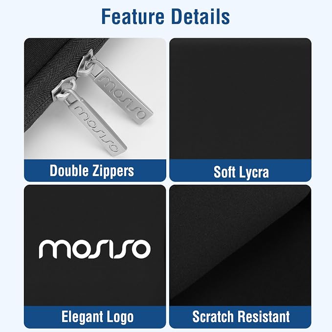 MOSISO 13.3 inch Laptop Case, 13-13.3 inch Laptop Sleeve Compatible with MacBook Neo/Air/Pro 13 inch with A18/M5/M4/M3/M2/M1 Chip 2026-2016, Neoprene Carrying Computer Bag with Curved Pocket, Black