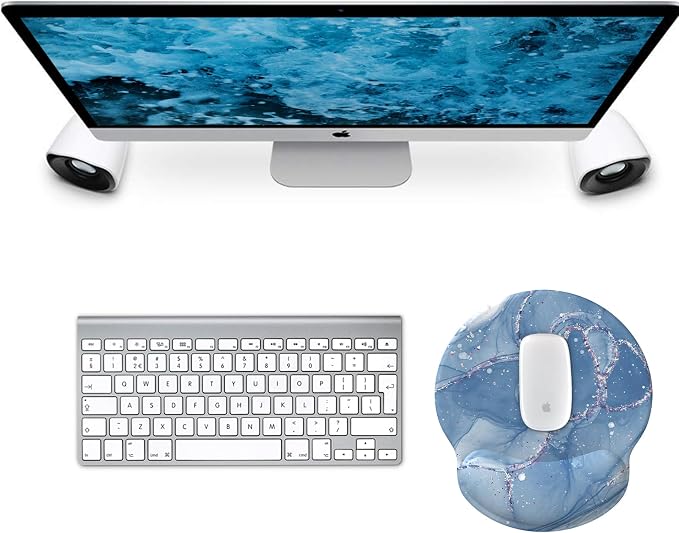 eulps Mouse Pad with Wrist Rest, Comfortable Computer Mousepad with Gel Wrist Support Smooth Surface and Non-Slip PU Base for Pain Relief, Laptop, Office & Home (Ice Lotus)