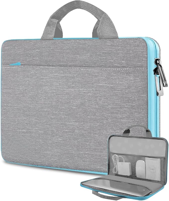 Hseok Laptop Case 13.3-14 inch Sleeve, TSA Computer Handbag Water-Resistant and Shockproof Bag Compatible with MacBook Pro/Neo 14", Mac Air/Pro 13.3" and 13"-14" Notebooks Chromebooks,Light Gray-Blue