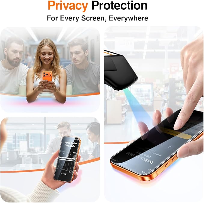 SMARTDEVIL 2 Pack Privacy Screen Protector for iPhone 17 Pro, Anti-Spy Tempered Glass Film, 9H Hardness Military Grade Shatterproof, Easy to Install, Auto Bubble-Free and Dust-Free Box, Case Friendly