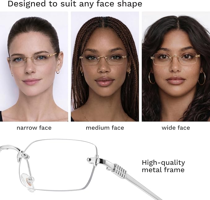 livho Blue Light Blocking Glasses for Women, Lightweight Metal Frame Computer Glasses, Anti Eye Strain, UV Protection
