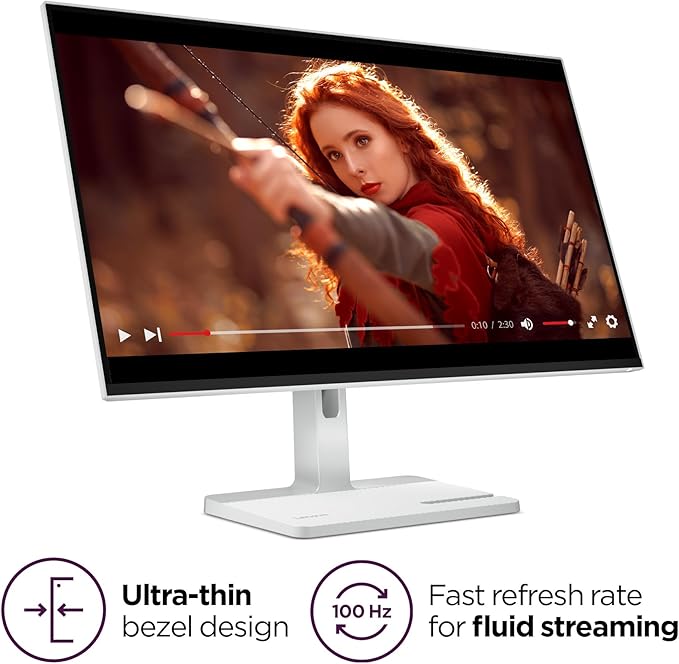 Lenovo L27q-4a - Everyday Monitor - 27" QHD IPS Display - 100Hz Refresh Rate - MaxxAudio® Tuned Speakers - VESA MediaSync - 1ms MPRT - Cloud Grey - Tilt Stand