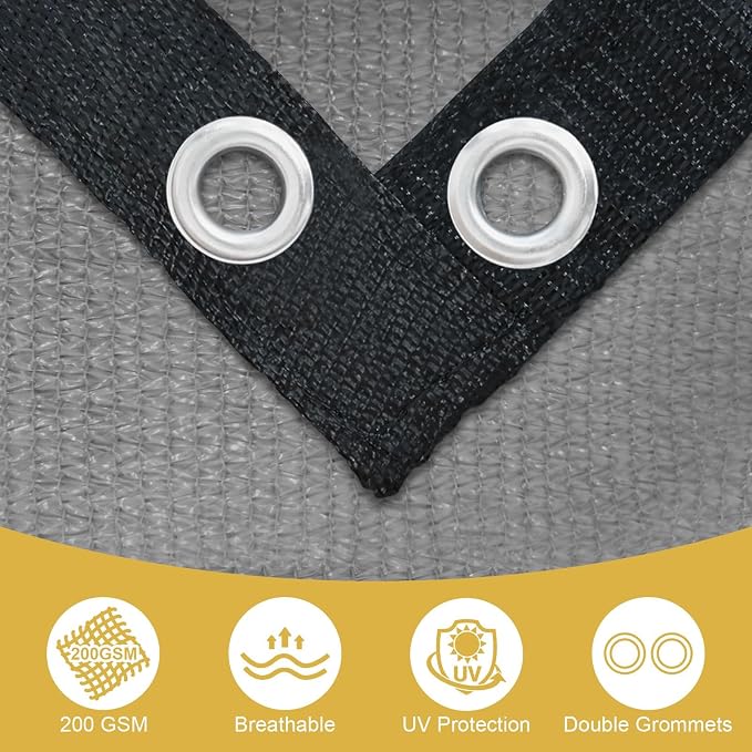 Shade&Beyond 90% Sun Shade Cloth with Grommets, 8' X 20' Pergola Shade Cover Canopy, Mesh Tarp Sun Screens for Patio, Outdoor, Garden, Backyard, Light Gray