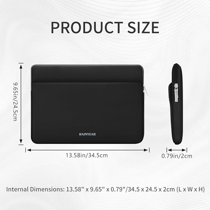 RAINYEAR Laptop Sleeve Case 13.3 Inch, Protective Portable Case with Front Pocket, Briefcase Handbag Laptop Bag Compatible with 13.3-14 Inch Laptop PC, 14 Inch MacBook Pro M5 M4 M3 M2 M1, Black