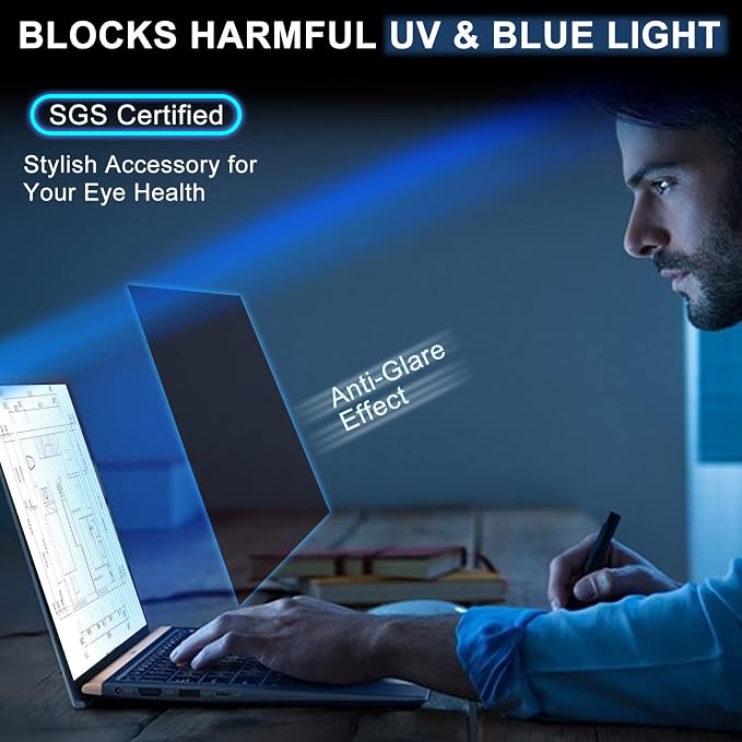 17.3" Laptop Privacy Screen Protector for 16:9 Aspect Widescreen Computer Monitor, 17.3 Inch Eye Protection Privacy Laptop Screen Filter Anti-Glare Anti-Blue Light Privacy Film Bubble Free