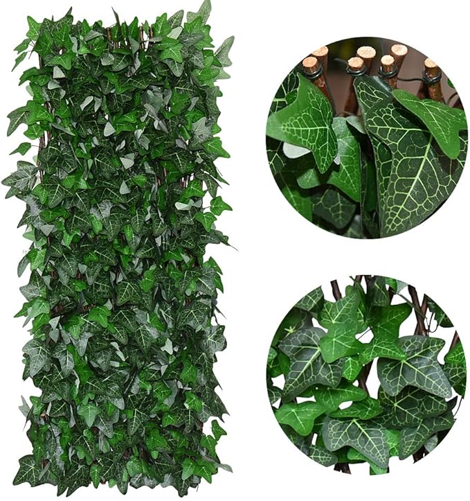 GLANT Expandable Fence Privacy Screen for Balcony Patio Outdoor,Decorative Faux Ivy Fencing Panel,Artificial Hedges (Single Sided Leaves) (1, Green-Ivy)