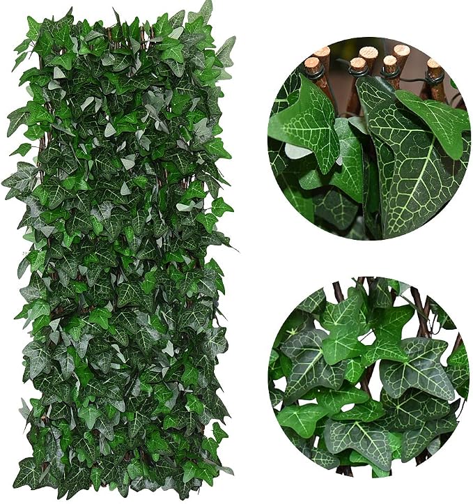 GLANT Expandable Fence Privacy Screen for Balcony Patio Outdoor,Decorative Faux Ivy Fencing Panel,Artificial Hedges (Single Sided Leaves)