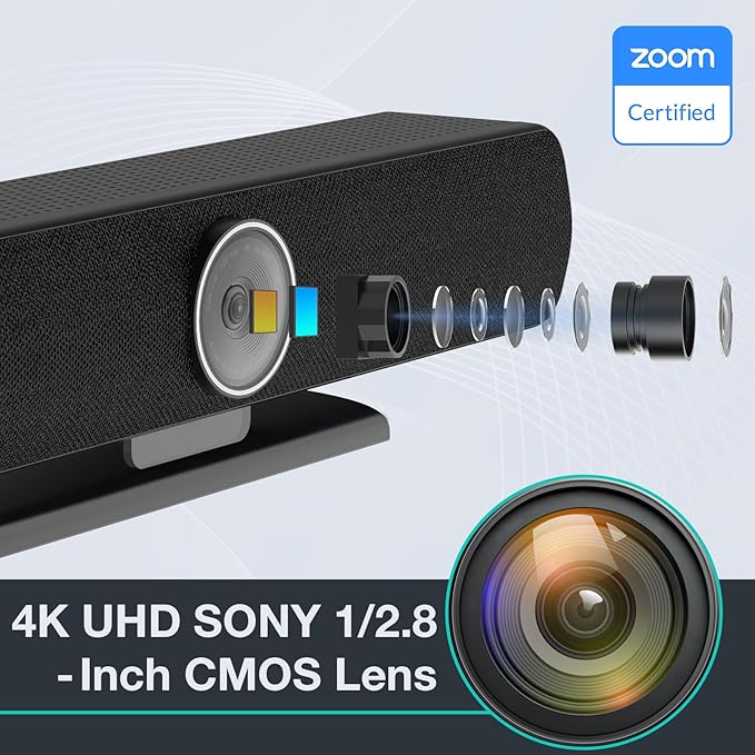 TB5 Video Conferencing System - Zoom Certificated, Ultra 4K Pro Audio and Video Conference Room Camera with 4 Microphone Arrays & Stereo Speakers, 120° Wide Angle Webcam for TV/Meeting Room