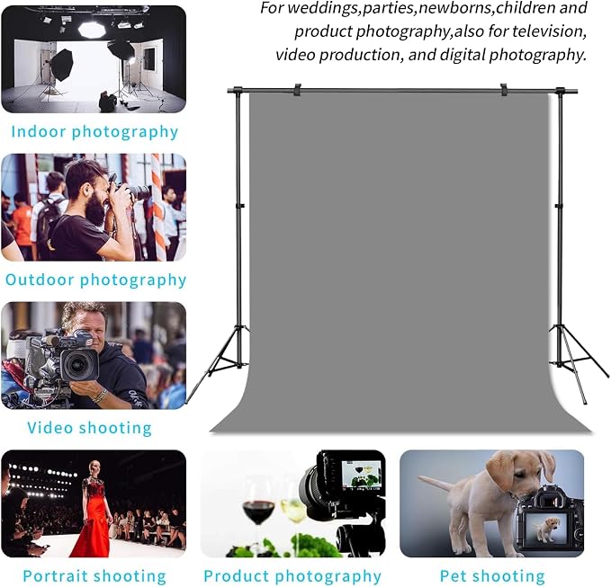 Grey Backdrop Background for Photography Photo Booth Backdrop for Photoshoot Background Screen Video Recording Parties Curtain 6x9FT