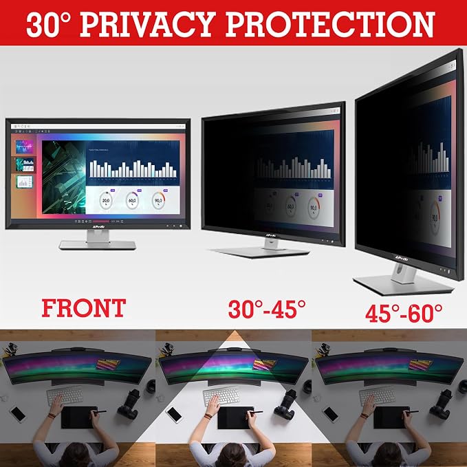 29 Inches Privacy Screen Filter for 21:9 Curved Ultrawide Monitor | Privacy Shield | Anti Glare | Anti-Blue Light | Eye Protection | Anti Spy | Computer Security Private Filter Protector