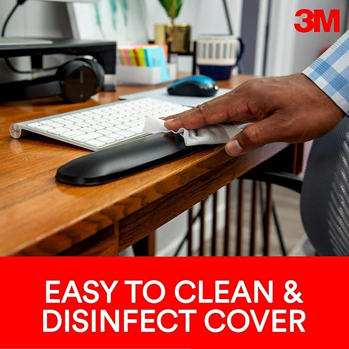 3M WR309LE Gel Wrist Rest for Keyboard Leatherette, Black
