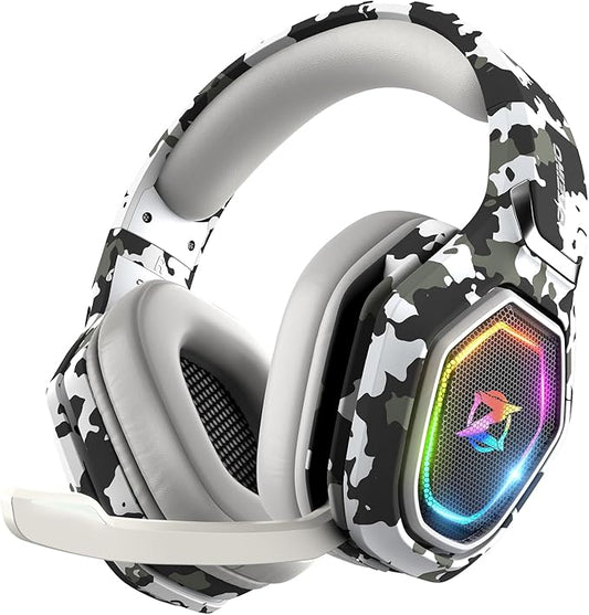 Ozeino Wireless Gaming Headset for Ps5, Ps4, PC, Gaming Headphones with Flip Mic and USB-A & USB-C Transmitter, 40Hr Battery Bluetooth Headset for Mobile, Mac, Laptop