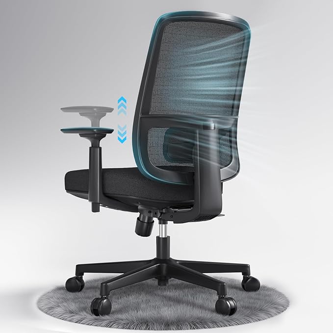 ErgoSift M1 Office Chair Ergonomic Desk Chair, Home Mesh Office Desk Chairs with Adjustable Lumbar Support, Comfortable Computer Gaming Chair, Office Chair for Long Hours (Black)