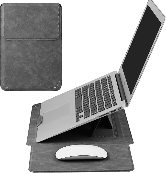 HoYiXi 13.3 Inch Laptop Sleeve Case with Stand - Compatible with MacBook Neo 2026/MacBook Air/Pro 13 (M4/M3/M2/M1 2020-2025), Surface Pro 8 2021, iPad Pro 12.9 & 13-13.3" Dell Acer Laptops,Gray