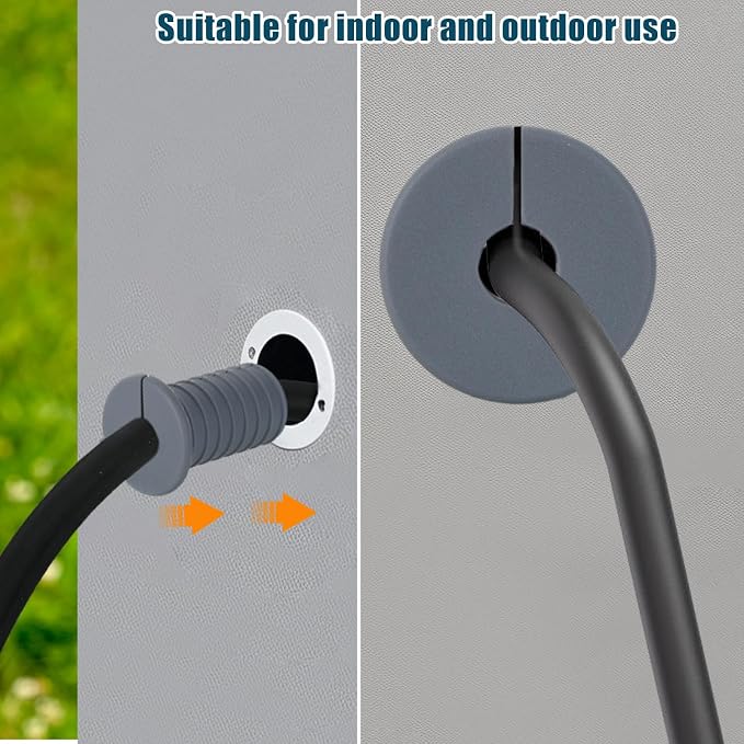 4pcs 3/4 Inch Cable Grommets for Starlink, Anti-Slip Cable Routing Kit Split Wall Hole Pass Through Bushing Grommet for Ethernet/TV Wires Waterproof Cord Protection Accessories Part (19mm Dia, Gray)