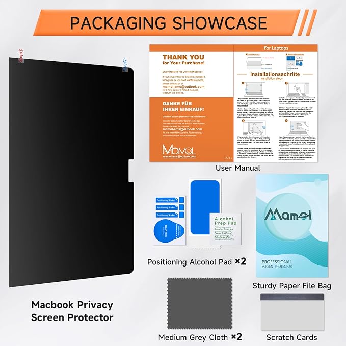 360° Privacy Screen for MacBook Pro 16 Inch (2021-2026, M1, M2, M3, M4, M5, Pro, Max), Anti Glare Blue Light Filter, Nano No Glue Anti Spy Black Protector for Mac 16In Laptop