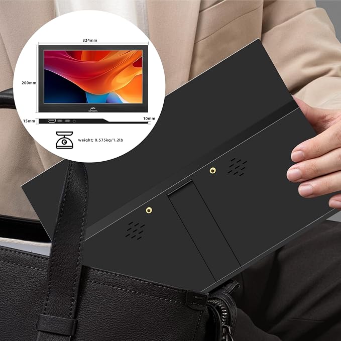 Kenowa Portable Monitor 13.3 Inch - HD 1366x768P LED Display External Monitor with USB C HDMI, Built-in Speakers Second Screen for Laptop Phone Mac PC PS4 Xbox