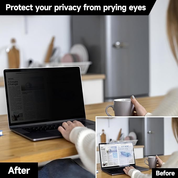 13.3 Inch 1920x1200P (16:10) Laptop Privacy Screen Filter, Anti Blue Light Glare & Anti Scratch Computer Privacy Shield, Not for 13" with 16:9 Aspect Ratio Laptop