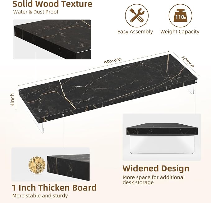Dual Monitor Stand Riser, 40" Large Computer Monitor Stands for 2 Monitors, Wooden Desktop Organizer Shelf for Office Desk Computer, Laptop, TV, Monitor, Printer