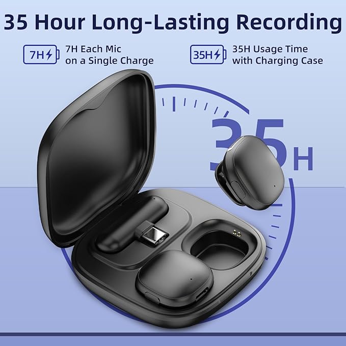 NPTCL Wireless Microphone for iPhone 17 16 15 - AI Noise Cancelling Mini Lavalier Mic USB C for Android Phone with 35H Charging Case for Video Recording Vlogging YouTube TikTok