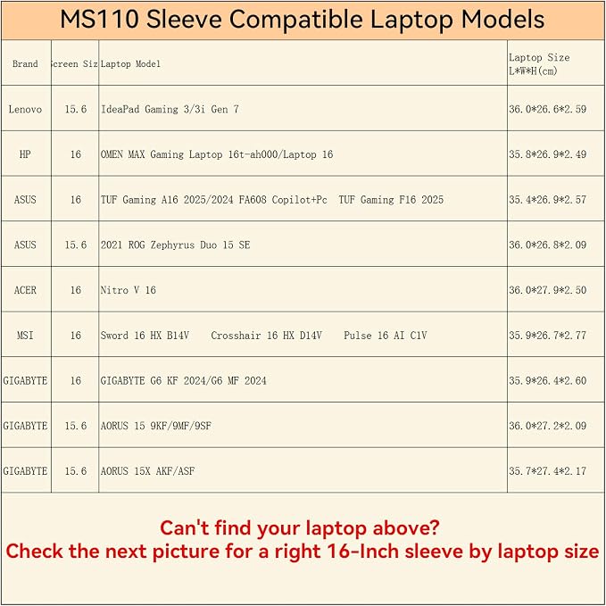 Smatree MS110 Hard Protective 16 inch Laptop Sleeve Case Compatible for HP OMEN MAX 16/16t, ASUS Rog 2021/TUF F16/A16, Lenovo Ideapad 3/3i Gen 7, MSI Crosshair/Pulse/Sword 16, ACER Nitro V 16