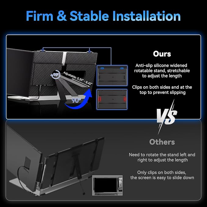 Laptop Screen Extender, 15.3" 16:10 IPS 100% sRGB Portable Travel Monitor for Laptop, FHD 1200P External Display Screen, Dual Screen Attachment Plug & Play for Mac Windows