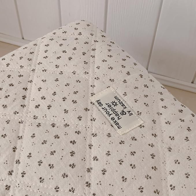 Puffy Laptop Sleeve 13-15.6 Inch Corduroy Quilted Laptop Protective Case Cute Floral Computer Sleeve Protective for MacBook (Cream Ditsy, 15.6 Inch)