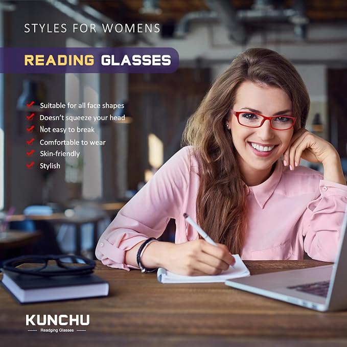 5Pack Reading Glasses for Women - Blue Light Blocking Spring Hinge Computer Readers Anti Glare UV Eyeglasses