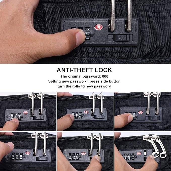 Omnpak 17 inch Laptop Bag, Laptop Briefcase with Combination Lock, Anti Theft Business Office Bag,Satchel Bags for Men,Water-Repellent Gaming Computer Bag for Women Locking Notary Bag, Hippa Bag