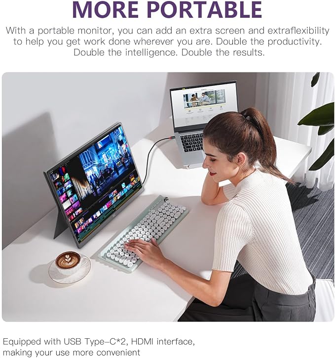 FMC 15.6 Inches Portable Monitor with IPS Display, Compatible with Windows, MacBook, Phone, and PS5 for Gaming and External Use