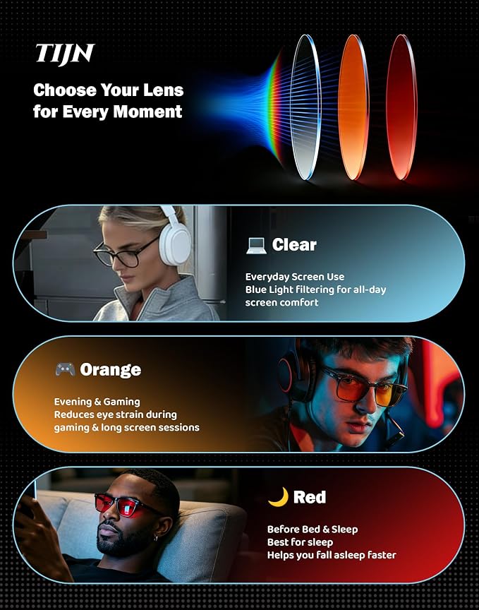 TIJN Premuim Blue Light Blocking Glasses for Women Men Square Frame Nerd Eyeglasses Anti Blue Ray Computer Screen Glasses