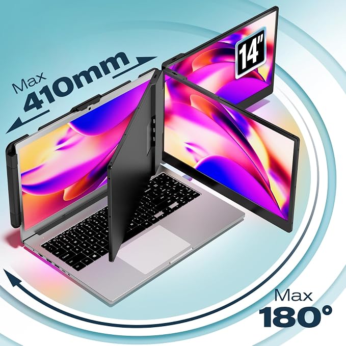 Teamgee Laptop Screen Extender, 14" IPS 1080 FHD Portable Monitor with Built-in Speakers & Kickstand, Compatible with Mac Windows Android Dex Harmony, S1 Laptop Monitor Extender Fits 13"-17" Laptops